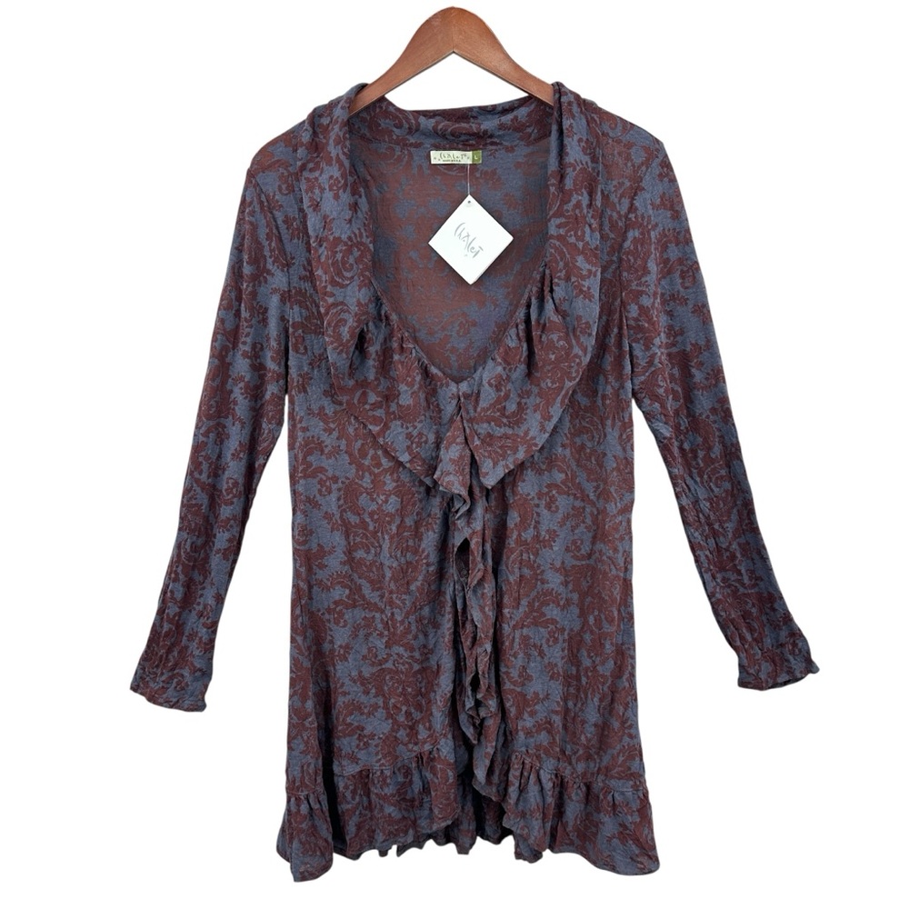 New CHALET ET CECI Cardigan Top Lagenlook Crinkle Sheer